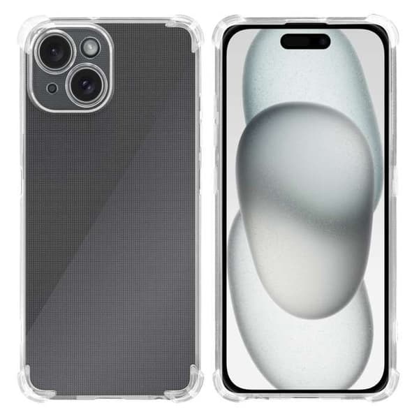 Transparent stötsäker silikonfodral för iPhone 15 PLUS Vit