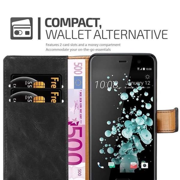 Skyddsfodral för HTC U PLAY i JET BLACK Svart