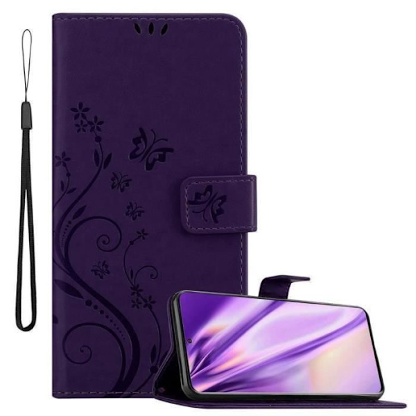 Fodral - CADORABO - Samsung Galaxy S20 - Läderimitation - Blommönster - Magnetisk stängning Lila