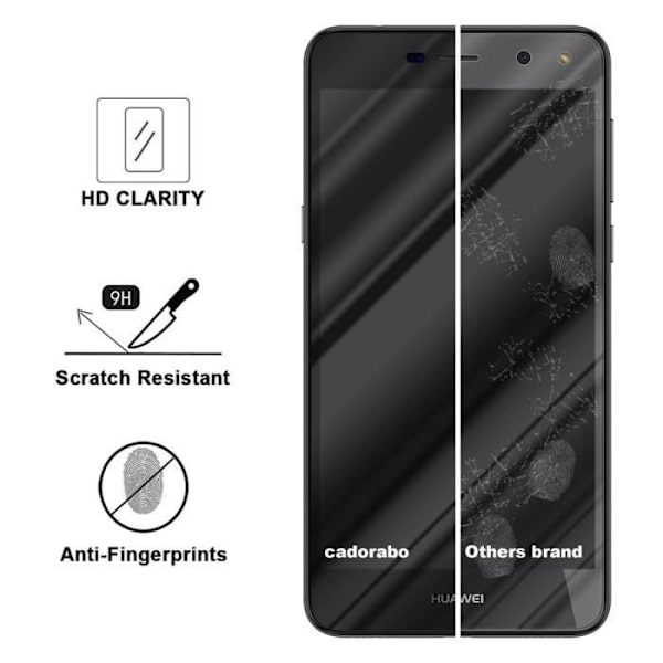 Skyddsfilm - CADORABO - Huawei Y6 2017 - Härdat glas - Fullständigt skydd - Reptålig TRANSP, SVART