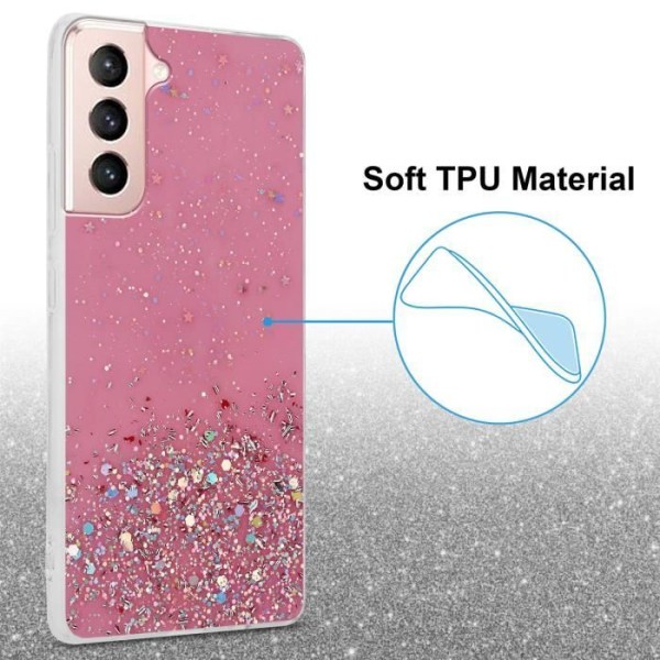 Fodral för Samsung Galaxy S21 5G Fodral i rosa med glitterfodral Skyddande silikon TPU Glitter paljetter