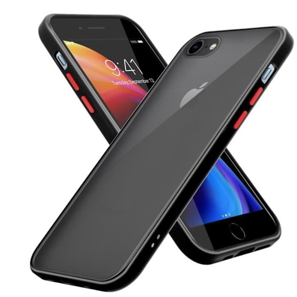 Fodral - CADORABO - iPhone 6/6S/7/7S/8/SE 2020 - Frostad Svart - Hybridskydd - Röda nycklar Frostade Svart