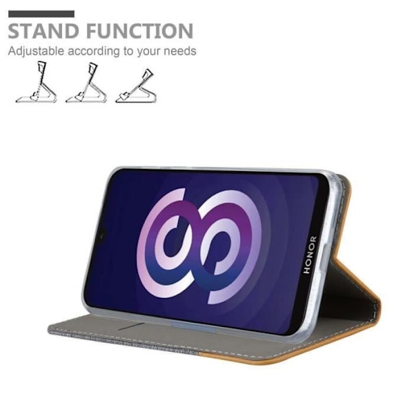 Coque för Huawei Y5 2019 - CADORABO - Bokstil Fodral - Syntet läder - Ljusgrå Brun - Magnetisk Stängning LJUSGRÅ BRUN