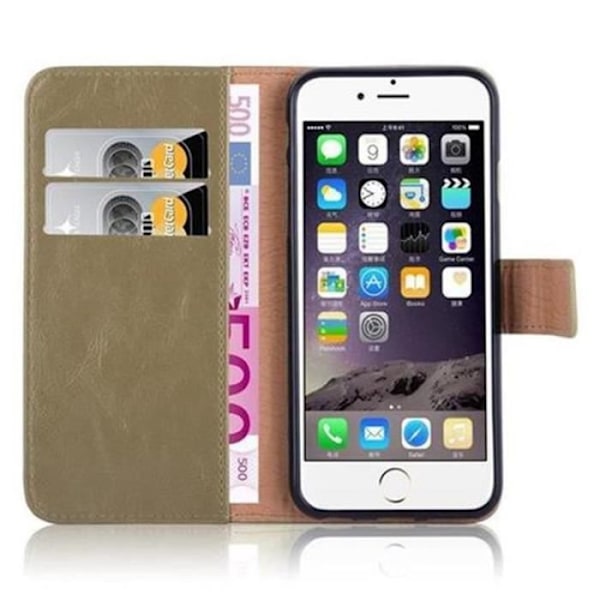 Plånboksfodral i konstläder för Apple iPhone 6/6S - CADORABO - BRUN - Magnetiskt stöd och kortfack kastanj