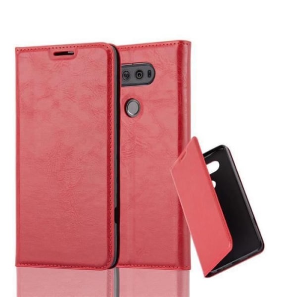 LG V20 Fodral i APPLE RED från Cadorabo (INVISIBLE MAGNETIC CLOSURE Design) Helt skyddsfodral med Flip Flip