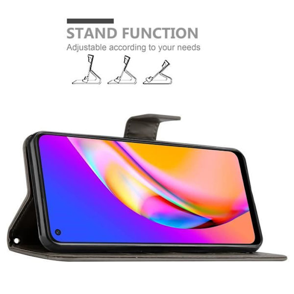 Coque för Oppo A94 5G - CADORABO - Grå Blommig - Syntetläder - Ställfunktion - Kortfack Blommig grå
