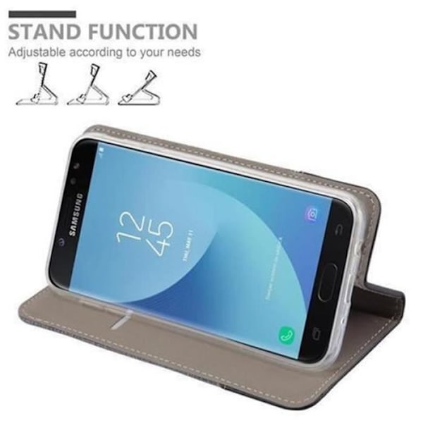 SAMSUNG GALAXY J5 2017 FODRAL (7) I CADORABO SVART GRÅ (TYG-PU DESIGN) KOMPLETT SKYDDSFODRAL MED LOCK Mörkgrå