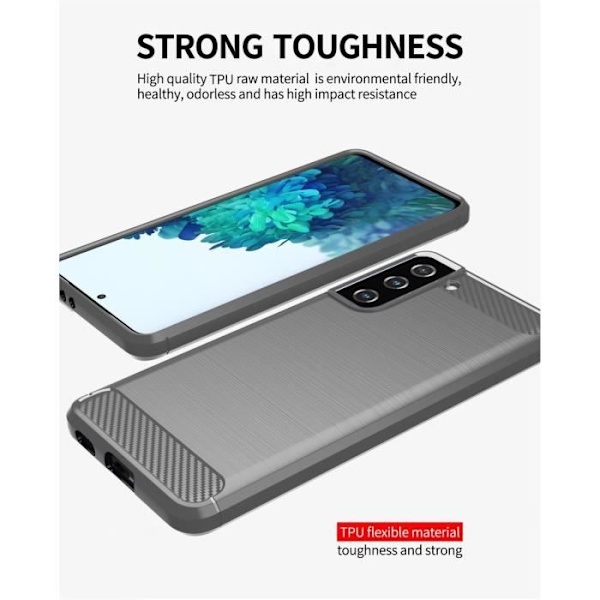 Etui för Samsung Galaxy S21 PLUS - CADORABO - BORSTAD GRÅ - Silikon TPU - Lätt skydd - Kolfiberdesign BORSTAD GRÅ