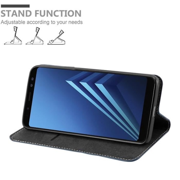 Coque - CADORABO - Samsung Galaxy A8 2018 - Tvåfärgad Simili-läder - Magnetisk Stängning - Ställfunktion BLÅ BRUN