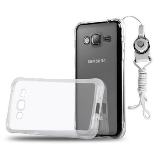 Cadorabo Fodral Samsung Galaxy J1 (6) 2016 < med sele Gel TPU Silikonskydd Fodral Skydd Ultra Slim Bumper TRANSPARENT