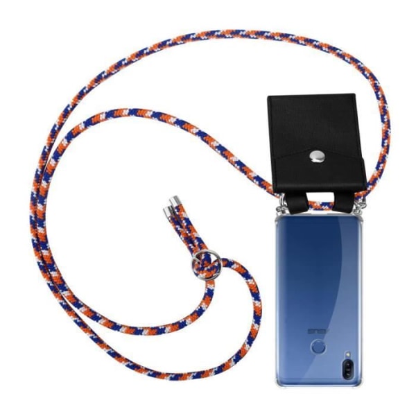 Cadorabo Mobiltelefonkedja för Asus ZenFone MAX M2 i ORANGE BLÅVIT Skyddande silikonfodral med silverringar