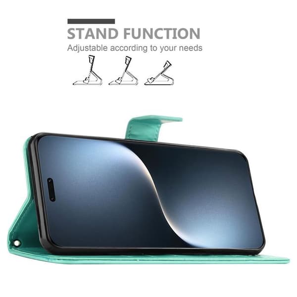 Fodral med lock för Honor Magic 7 Pro Etui i TURKOS BLOMMÖNSTER Skydd Design Blommig Plånbok Blå