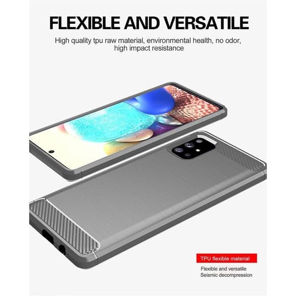 Skyddsfodral för Samsung Galaxy A71 4G BORSTAD GRÅ Kolfiberdesign Grå