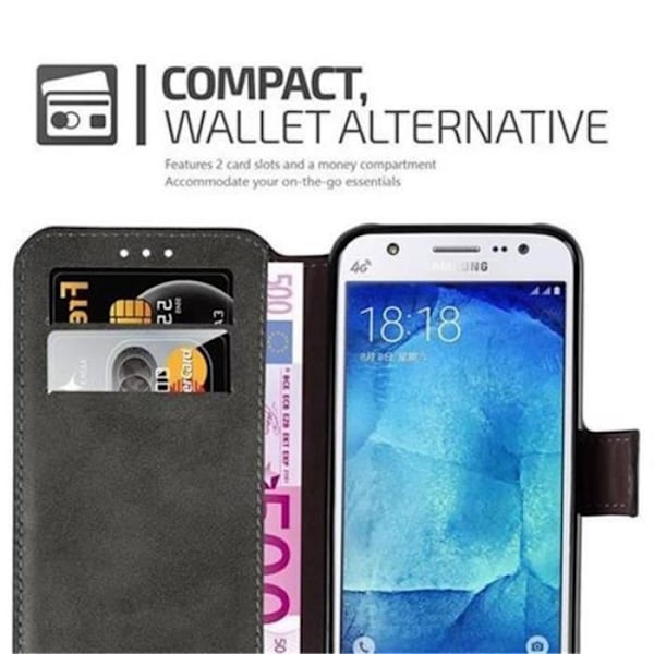 Retro plånboksetui i konstläder för Samsung Galaxy J5 (5) - Modell 2015 - Brun - Cadorabo