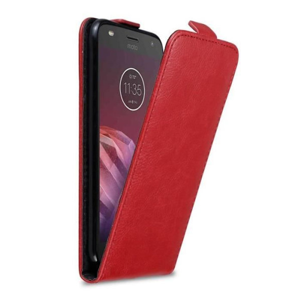Skyddsfodral - CADORABO - Motorola MOTO Z2 PLAY - Röd - Syntetläder - Flip Röd
