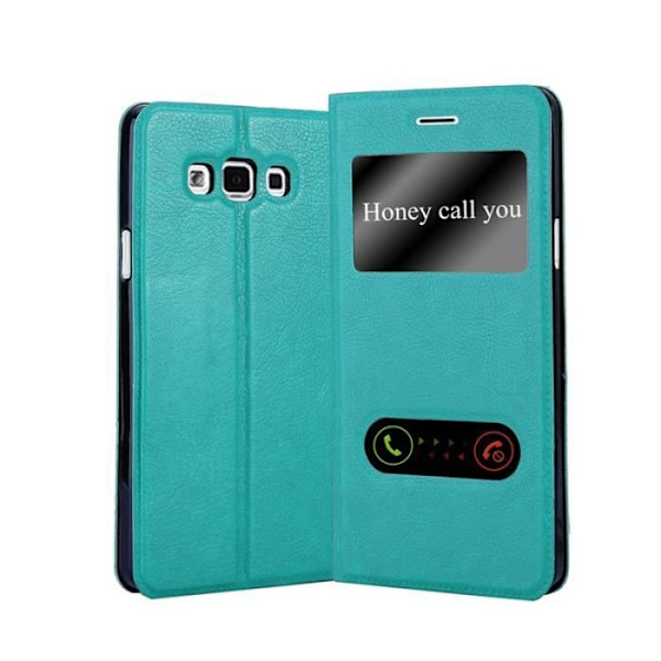 Cadorabo Fodral Samsung Galaxy A7 2015 5 VIEW Två Windows Fodral Fodral Magnetlås Stöder Stand Card Slot TURKOS