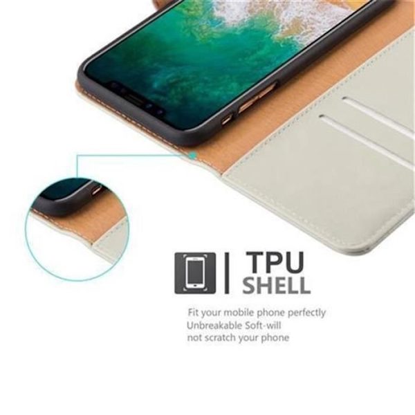 Apple iPhone X-fodral i CAPPUCINO BROWN by Cadorabo (LYX-design) Fullt skyddsfodral med flipskydd och stativ