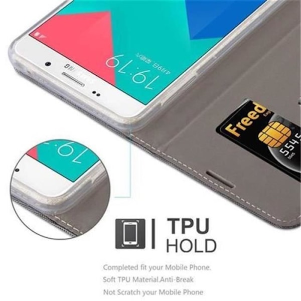 Samsung Galaxy A9 2015 (5) Fodral i SVART GRÅ från Cadorabo (FABRIC-LEATHERETTE Design) Helt skyddsfodral med flipskydd Mörkgrå