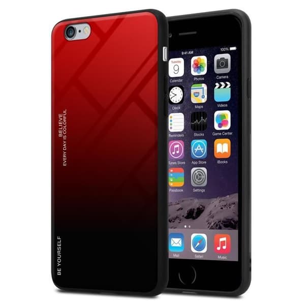 iPhone 6 PLUS / 6S PLUS Fodral i RÖD - SVART Stötsäker Bicolor design Svart