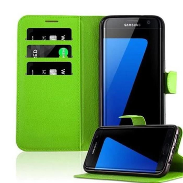 Cadorabo Fodral Samsung Galaxy S7 EDGE GRÖN Fodral Fodral Fullt skydd Magnetiskt spänne Stöder stativkortplats