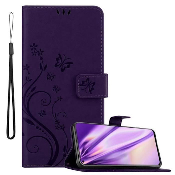 Fodral - CADORABO - Samsung Galaxy A8s - Lila konstläder - Blommönster - Magnetisk stängning Lila