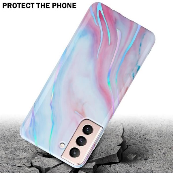 Coque - CADORABO - Samsung Galaxy S21 5G - Marmor Rosa Vit - Skydd i Silicone TPU - Trendig Design Rosa, Vit
