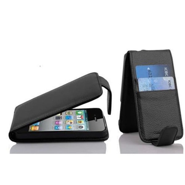 Skal för Apple iPhone 4 / 4S Fodral i SJUTS HOLK Skydd Flip i konstläder med kortfack Svart
