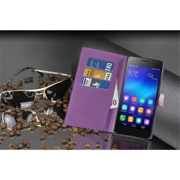 Cadorabo Honor 6 PLUS VIOLET Fodralskydd Fullt skyddande magnetlås (stöder stativ och kortplats)