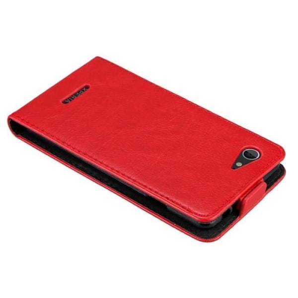 Coque - CADORABO - Sony Xperia E3 - Syntetiskt läder - Röd - Magnetisk stängning Röd