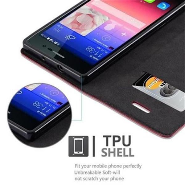 Cadorabo Huawei P7 Fodral APPLE RÖD Osynlig MAGNETISK STÄNGNING Fodral Fodral stöder stativ och kortplats