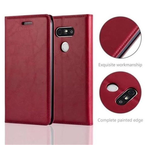 LG G5 Fodral i APPLE RED från Cadorabo (INVISIBLE MAGNETIC CLOSURE Design) Helt skyddsfodral med Flip Flip