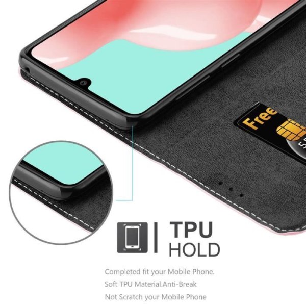 Samsung Galaxy A41-fodral - CADORABO - ROSA SVART - Syntetiskt läder - Magnetisk stängning - Ställfunktion SV: SVART ROSA