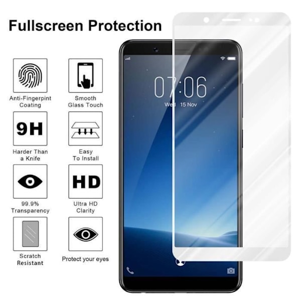 Film av härdat glas för Vivo V7 - CADORABO - Skydd mot repor och skador - Vit Vit