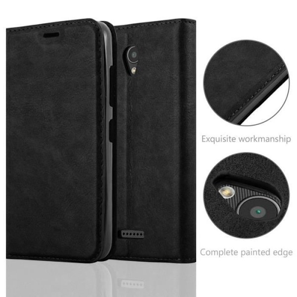 Lenovo A PLUS-fodral i NIGHT BLACK från Cadorabo (INVISIBLE MAGNETIC CLASP Design) Helt skyddsfodral med flipskydd