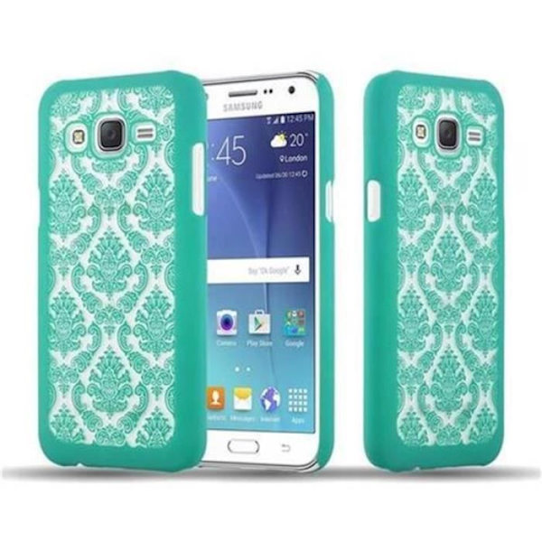 Coque - CADORABO - Samsung Galaxy J5 (Modell 2015) - Grön - Paisleymönster med henna-blommor - Styv Grön