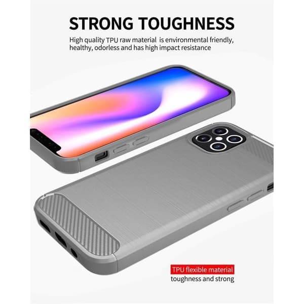 Skal för iPhone 12 / 12 PRO BORSTAD GRÅ Kolfiberdesign Grå