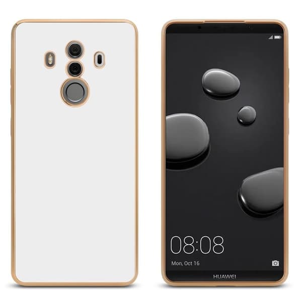 Fodral för Huawei MATE 10 PRO Glansig Vit - Guld med skydd för kamera Vit