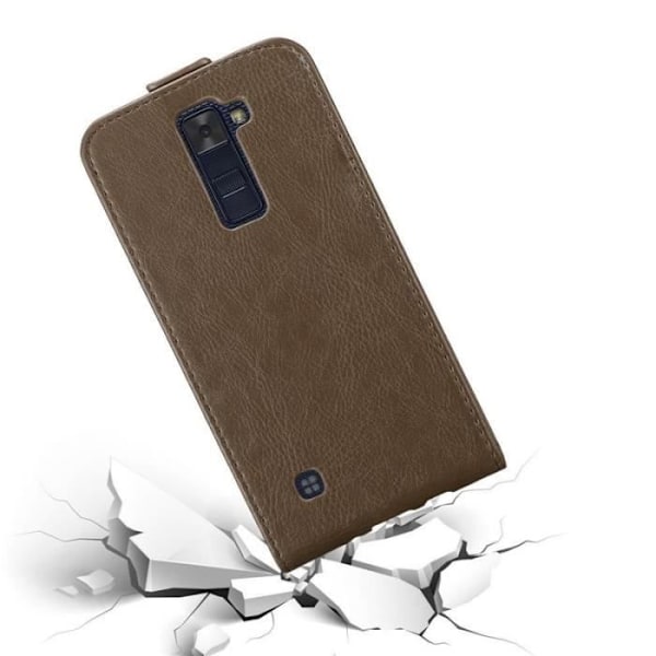 Flip-fodral - CADORABO - LG K8 2016 - Brun konstläder - Magnetisk stängning - Fullständigt skydd kastanj