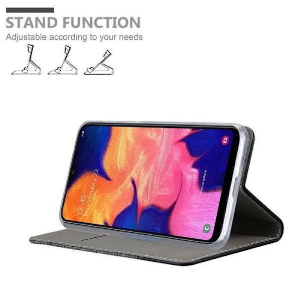 Plånboksfodral - CADORABO - Samsung Galaxy A10 - Imiterat läder - Svart - Stativfunktion Svart