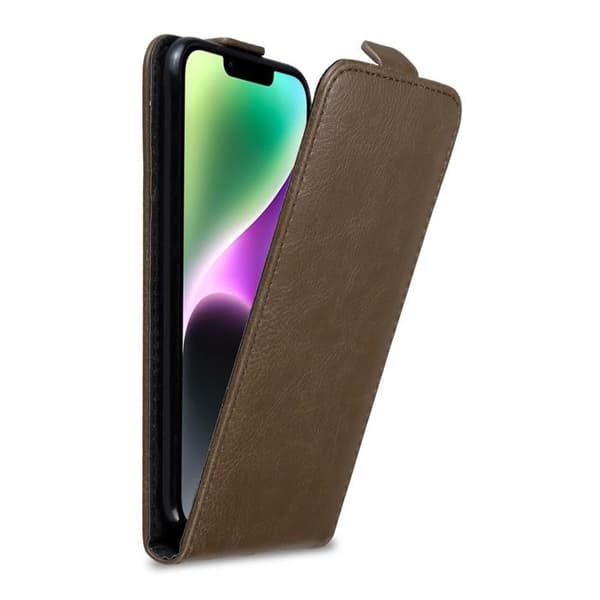 Etui för iPhone 14 Flip Case i MÖRK BRUN Skydd