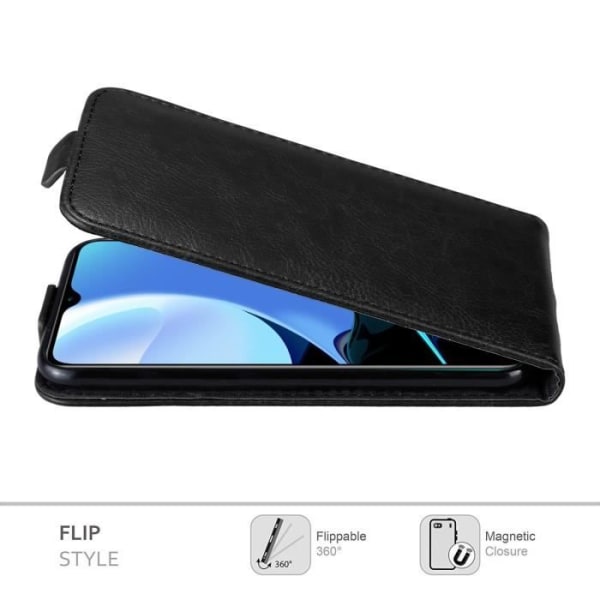 Coque - CADORABO - Xiaomi RedMi 9T / POCO M3 - Flip Etui Svart Natt - Magnetiskt Skydd - Hållbart Syntetläder NATTSVART