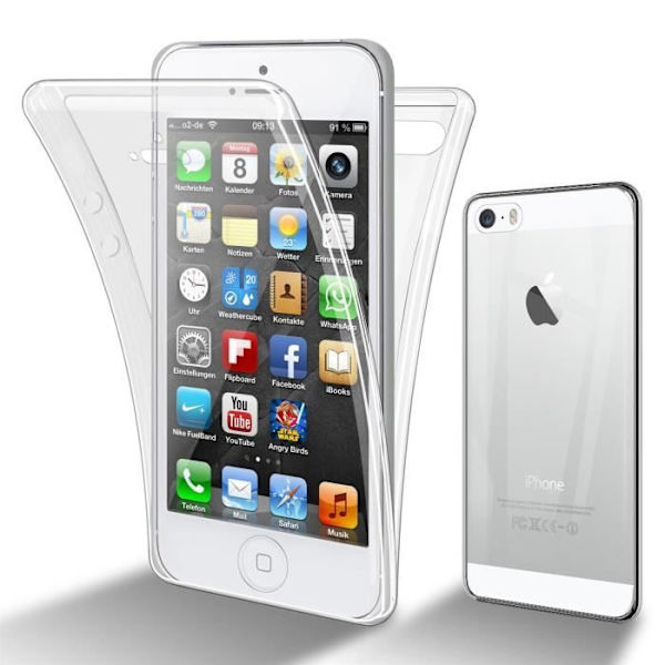 Cadorabo Fodral för Apple iPhone 5 / 5S / SE i Transparent Fodral 360° Helkroppsskydd Skärmskydd Transparent