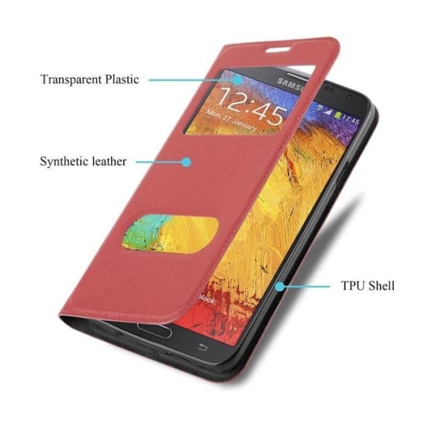 Housse - Cadorabo - Samsung Galaxy NOTE 3 NEO - Röd Safran - Etui med Ställ och Fönster - Hållbart Skydd ROUGE SAFRAN