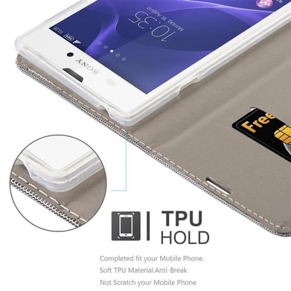 Coque Sony Xperia T3 i LJust GRÅ BRUN från Cadorabo - Komplett skyddande fodral med flip-och clasp. Ljus gråbrun