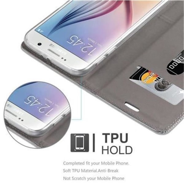 Samsung Galaxy S6 Fodral i LJUSGRÅBRUNT från Cadorabo (TYG-LÄDERDESIGN) Helt skyddsfodral med Flip Flip