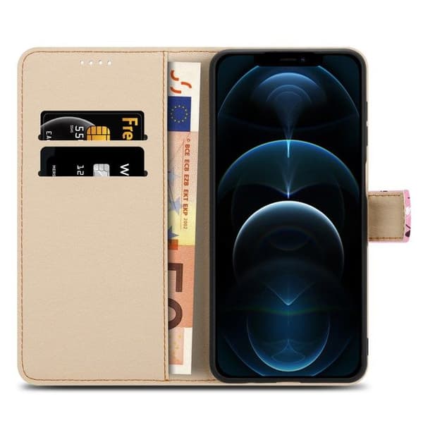 Etui för iPhone 12 PRO MAX Fodral med lock i Blomregn Nr. 6 Skydd Plånbok Ros