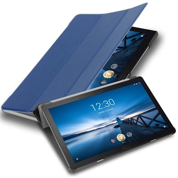Etui för Lenovo Tab P10 (10,1 tum) Fodral i MÖRKBLA JERSEY Tablet Case Skydd Automatisk Vakna Portfölj Blå