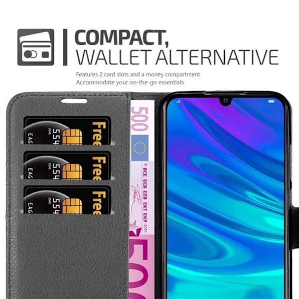 Fodral för Honor 10 LITE / Huawei P SMART 2019 Hölster i SVART BEBIS Etui Case Cover Skydd med magnetisk stängning Plånbok Svart