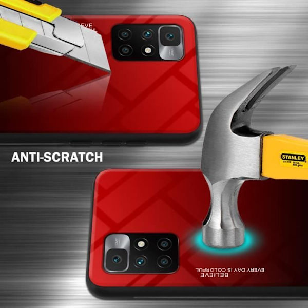 Fodral för Xiaomi RedMi 10 Fodral i RÖTT - SVART Fodral Skyddsskydd tvåfärgad TPU