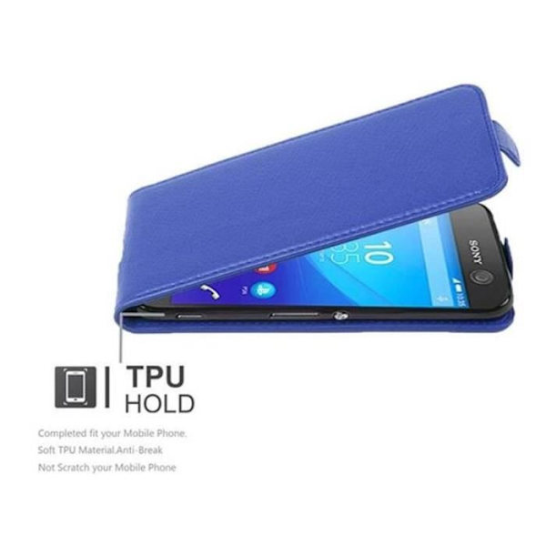 CADORABO - CASE COVER TILL > SONY XPERIA M5 < I FLIP-STIL - CASE COVER BUMPPER SMOOTH PU-Plånbok I BLÅTT
